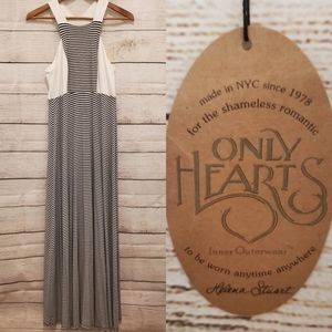 Only Hearts Black and White Striped Maxi Dress, Size M